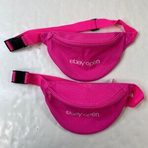 Set of 2 Pink "Ebay Open" Fanny Pack With Adjustable Strap & Zipper Closure eBay